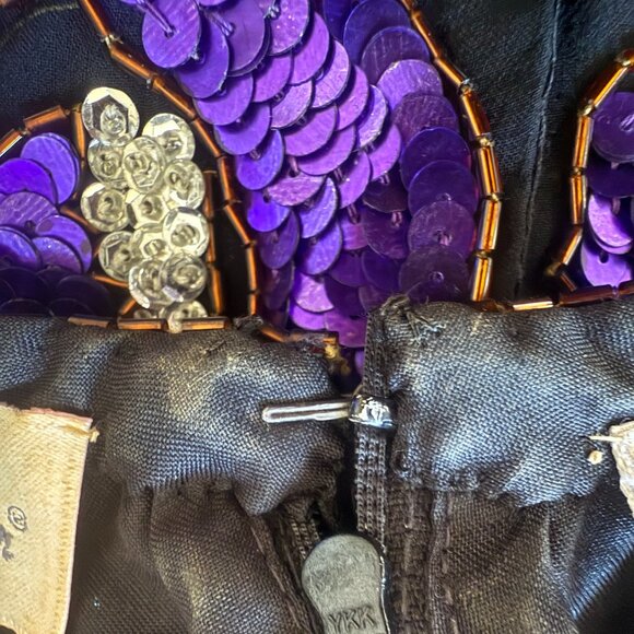 Lawrence Kazar Silk Floral Sequins Beaded Long Sleeve Blouse GORGEOUS! W-L - Picture 11 of 15